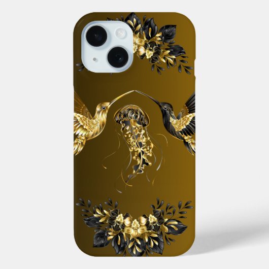 Schwarz-Gold-Grafik, ätherische Einheit Case-Mate iPhone Hülle (Rückseite)