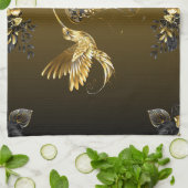 Schwarz-Gold-Grafik, elegantes Abstraktes Glanz Geschirrtuch (Gefaltet)