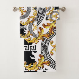 Schwarz-Gold-Griechische Dekoration Badhandtuch Set