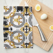 Schwarz-Gold-Griechische Dekoration Geschirrtuch (Viertel Falte)