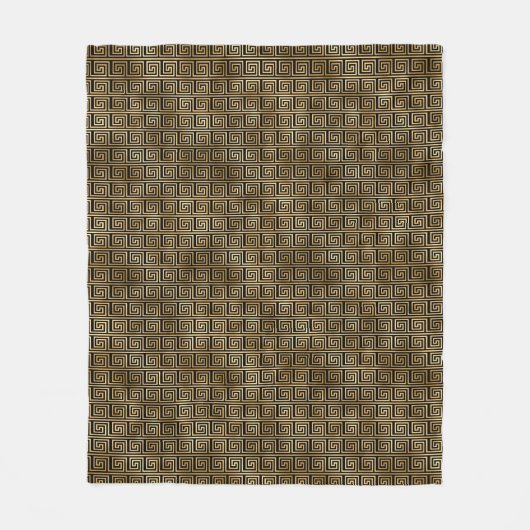 Schwarz-Gold-Griechisches Schlüsselmuster Fleecedecke (Vorderseite)