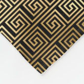 Schwarz-Gold-Griechisches Schlüsselmuster Fleecedecke (Ecke)