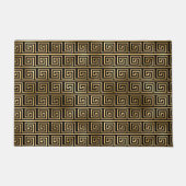 Schwarz-Gold-Griechisches Schlüsselmuster Fußmatte (Vorderseite)