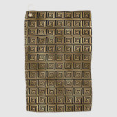 Schwarz-Gold-Griechisches Schlüsselmuster Golfhandtuch (Vorderseite)