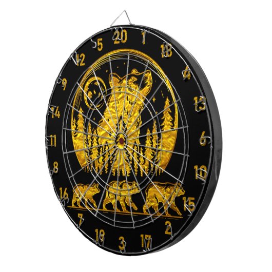 Schwarz-Gold Grizzle Bear Beauty Dartscheibe (Vorderseite rechts)