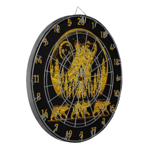 Schwarz-Gold Grizzle Bear Beauty Dartscheibe (Vorderseite Links)