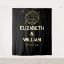 Schwarz-Gold Groovy Disco Hochzeitsfeier Foto Hint