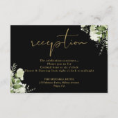 Schwarz-Gold-Grüne Hochzeitsempfang Begleitkarte (Vorderseite)