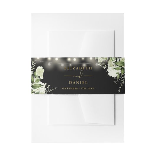 Schwarz-Gold-Grüne-Lichter Hochzeit Einladungsbanderole (Vorderseite Beispiel)