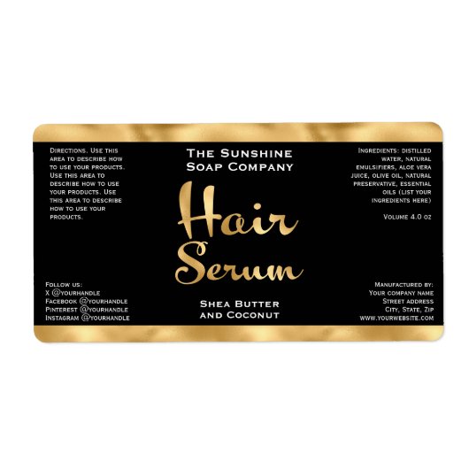 Schwarz-Gold-Haarserumflasche (Vorne)