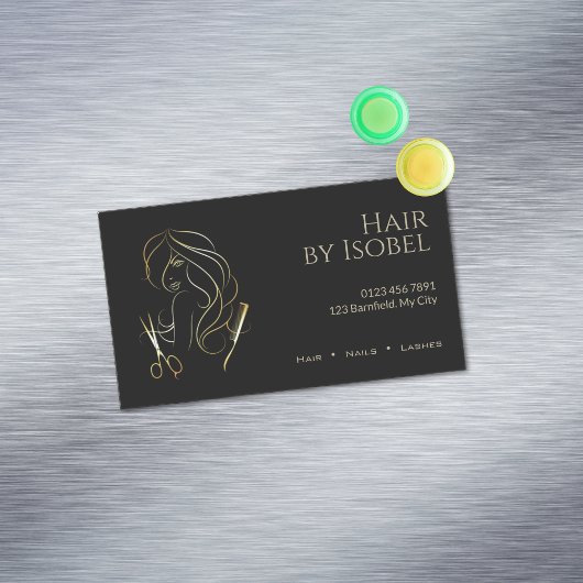 Schwarz-Gold-Haarstylist Magnetische Visitenkarte