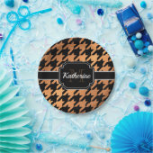 Schwarz-Gold-Hahnentrittmuster Pappteller (Party)