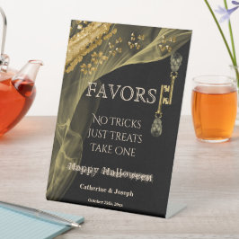 Schwarz-Gold-Halloween-Skelettfavoriten Sockelschild