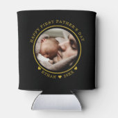 Schwarz-Gold-Happy Erste Vatertag Foto Dosenkühler (Rückseite)