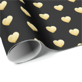Schwarz-Gold-Herz-Muster Geschenkpapier (Rolleneckpunkt)