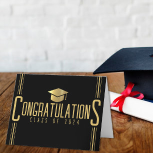 Schwarz & Gold Herzlichen Glückwunsch zum Abschlus Dankeskarte