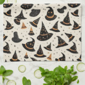 Schwarz-Gold-Hexe-Hasenstars-Creme Halloween Geschirrtuch (Gefaltet)