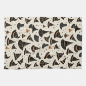 Schwarz-Gold-Hexe-Hasenstars-Creme Halloween Geschirrtuch (Horizontal)