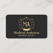 Schwarz-Gold-Hexerei-Monogram-Haarstylist Visitenkarte (Vorderseite)
