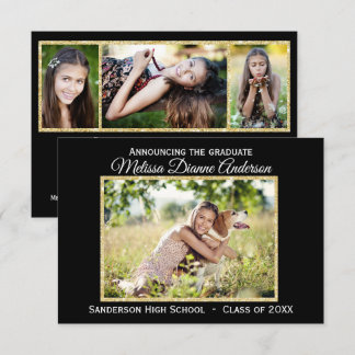 Schwarz/Gold Hintergrund - 3x5 Grad Bekanntgabe Einladung