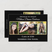 Schwarz/Gold-Hintergrund - 3x5-Graduierungspartei Einladung (Vorne/Hinten)