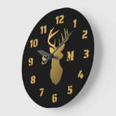 Schwarz-Gold-Hirschfäule-Hütte 2 Monogramm Große Wanduhr (Winkel)