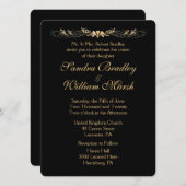 Schwarz-Gold-Hochzeit Einladung (Vorne/Hinten)