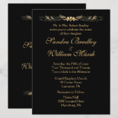 Schwarz-Gold-Hochzeit Einladung (Vorne/Hinten)