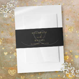 Schwarz-Gold-Hochzeit Einladungsbanderole