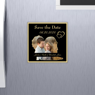 Schwarz-Gold-Hochzeit-Foto Speichern Sie das Date  Magnetkarte
