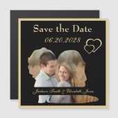 Schwarz-Gold-Hochzeit-Foto Speichern Sie das Date Magnetkarte (Vorne/Hinten)