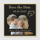Schwarz-Gold-Hochzeit-Foto Speichern Sie das Date Magnetkarte (Vorderseite)