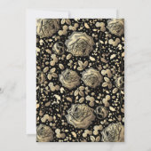 Schwarz-Gold-Hochzeit mit Vintagem Blumenkreide Einladung (Rückseite)