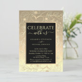 Schwarz-Gold-Hochzeitsempfang Einladung (Stehend Vorderseite)