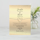 Schwarz-Gold-Hochzeitsempfang Einladung (Stehend Vorderseite)