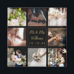 Schwarz-Gold-Hochzeitsfotocollage Magnet<br><div class="desc">Personalisieren Sie mit Ihren acht Lieblings-Hochzeit-Fotos,  Namen und besonderen Datum,  um eine einzigartige Foto-Collage,  Erinnerung und Geschenk zu schaffen. Ein schöner Schatz! Entwickelt von Thisisnotme©</div>