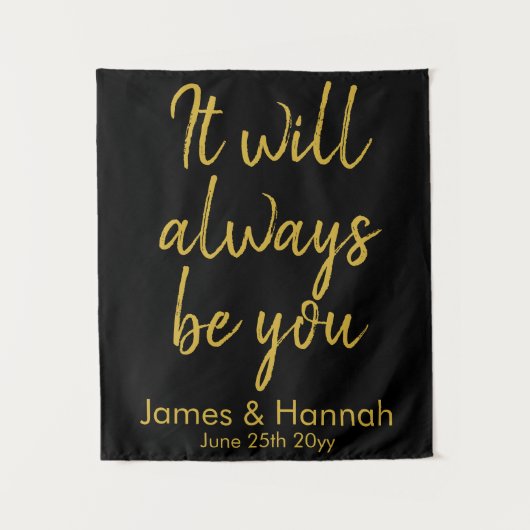 Schwarz-Gold-Hochzeitskabine im Hintergrund Dekora Wandteppich (Vorderseite)