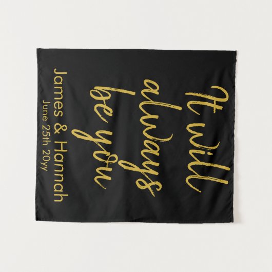 Schwarz-Gold-Hochzeitskabine im Hintergrund Dekora Wandteppich (Vorderseite (Horizontal))