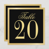 Schwarz-Gold-Hochzeitsplatz-Tischnummer Einladung (Vorne/Hinten)