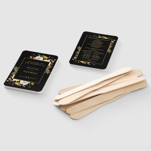 Schwarz-Gold-Hochzeitsprogramm Fächer (Non-assembled)