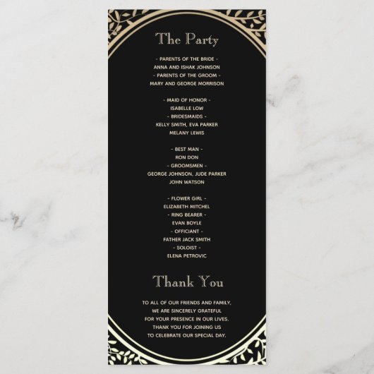 Schwarz-Gold-Hochzeitsprogramm Programm (Rückseite)