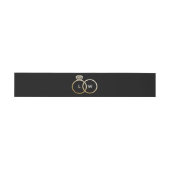 Schwarz-Gold-Hochzeitsring Einladungsbanderole (Flach)