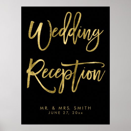 Schwarz-Gold-Hochzeitsschrift Poster (Vorne)