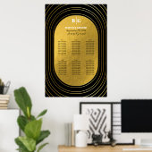 Schwarz-Gold-Hochzeitstabelle Poster (Heimbüro)