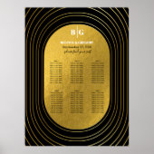 Schwarz-Gold-Hochzeitstabelle Poster (Vorne)