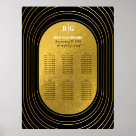 Schwarz-Gold-Hochzeitstabelle Poster