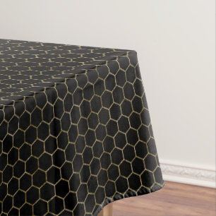 Schwarz & Gold Honeycomb Elegantes geometrisches M Tischdecke