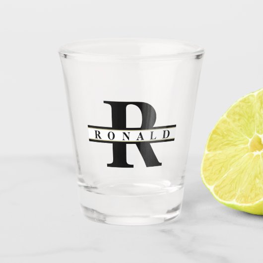 Schwarz/Gold-ID613 für dickes, feines Monogramm Schnapsglas (Vorderseite)