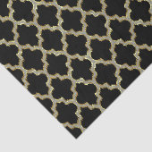Schwarz & Gold Ikat Quatrefolie Geometrisches Must Seidenpapier (Ausschnitt)