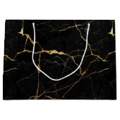 Schwarz-Gold-Imitat-Marmorstruktur Große Geschenktüte (Vorderseite)